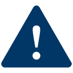 white exclamation mark in a blue triangle
